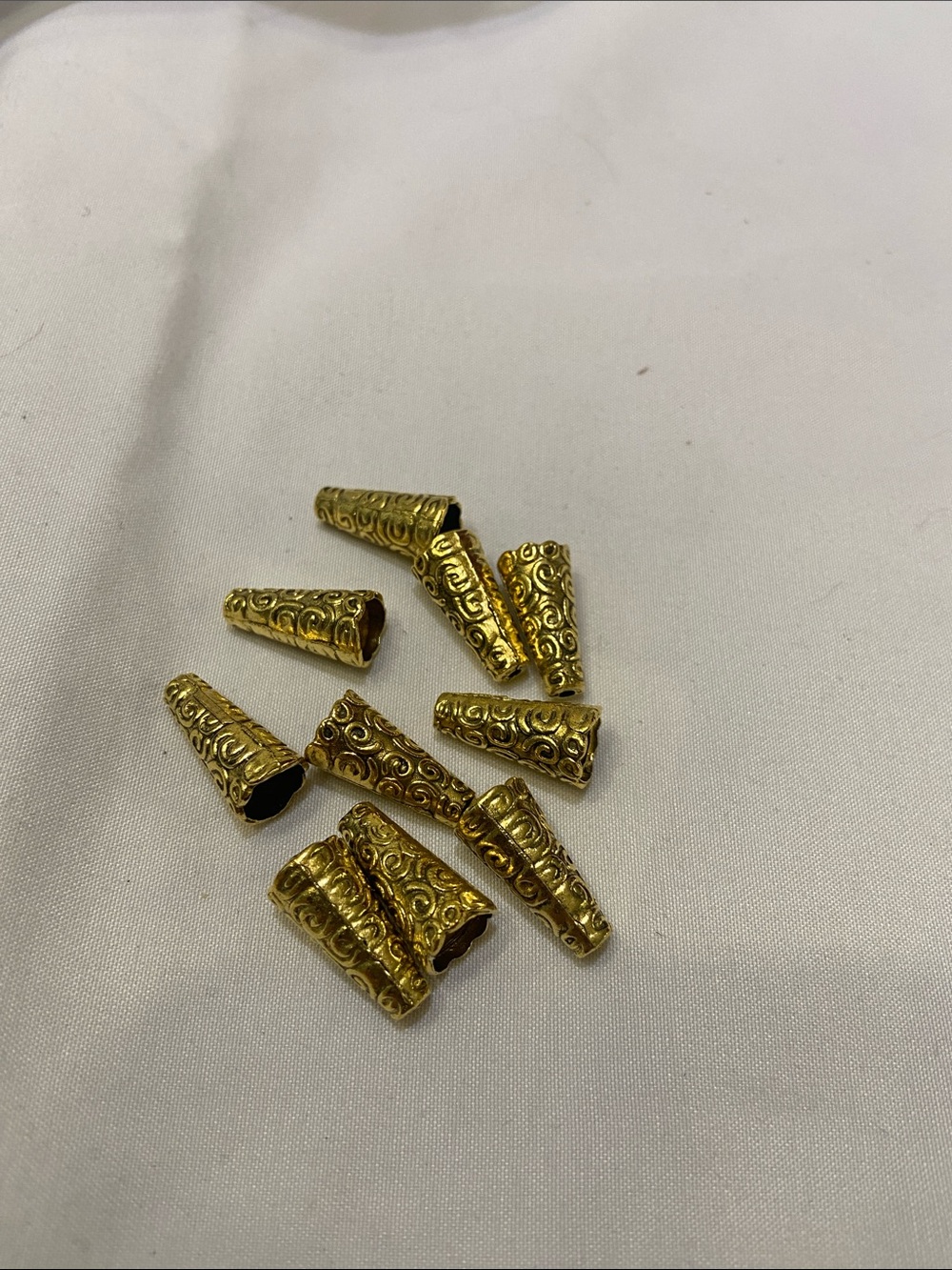 Gold Decorative Cone Bead Caps - Set of 10